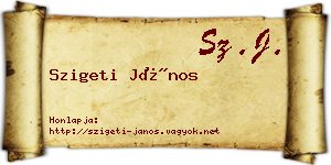 Szigeti János névjegykártya